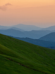 Fototapeta premium Panoramic view of mountains. Scenic mountain landscape. Carpathian, Ukraine.