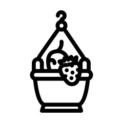 pot strawberry plant line icon vector. pot strawberry plant sign. isolated contour symbol black illustration