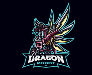 Dragon robot mascot logo design