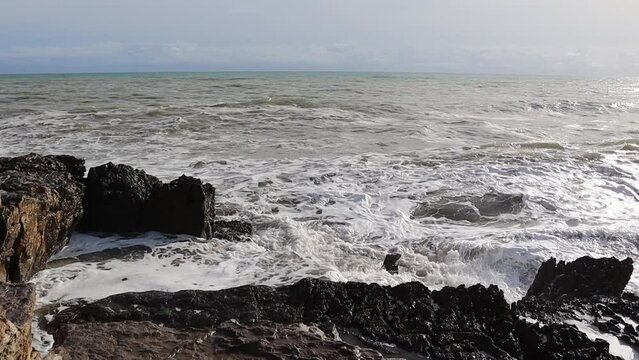 Waves crashing on the rocks, Mediterranean sea, Spain