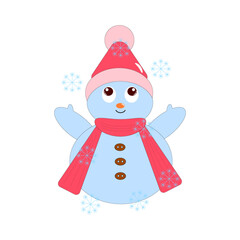 CUTE SNOWMAN ENJOYING THE SNOW ILLUSTRATION VECTOR