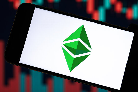 Ethereum Classic (ETC) editorial. Illustrative photo for news about Ethereum Classic (ETC) - a cryptocurrency