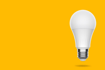 Smart LED white light bulb isolated on yellow background