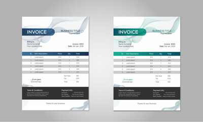 Fototapeta na wymiar Elegant Invoice template vector design, Corporate Invoice Design Template