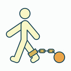 shackle icon, pensioner vector, chain and ball illustration