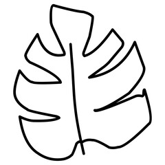 Monstera leaf, Foliage, Hand-drawn doodles illustration.
Line art