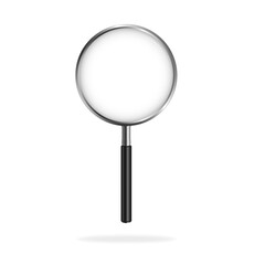 Creative illustration of realistic clear glass magnifier Search icon