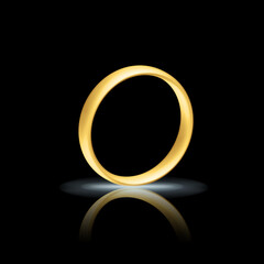 Golden realistic wedding ring with reflection Anniversary romantic surprise