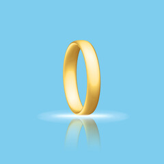 Golden realistic wedding ring with reflection Anniversary romantic surprise