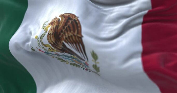 Close-up view of the mexican national flag waving in the wind