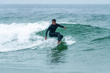 Surfer riding a wave