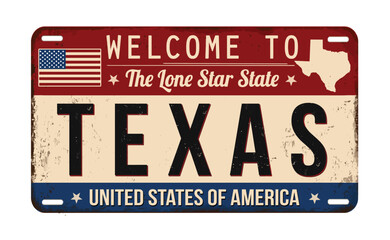 Welcome to Texas vintage rusty license plate