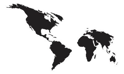 Silhouette black world map. Vector drawing.
