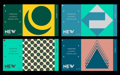 New aesthetics of modernism in poster design vector cards. Brutalism inspired graphics. Great for branding presentation, album print, website header, web banner