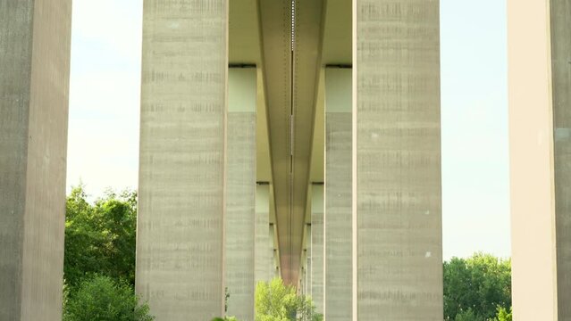 Tilting up revealing the underside of the A61 Autobahn bridge near Bad Neuenahr
