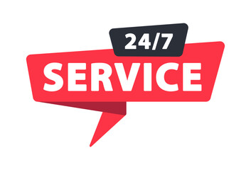 24 7 Service - Banner, Speech Bubble, Label, Sticker, Ribbon Template. Vector Stock Illustration - 521075440