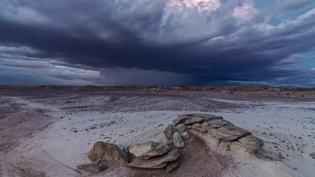 Timelapse of lighting flashing in storm cell over the Utah desert during monsoon season near Hanksville.