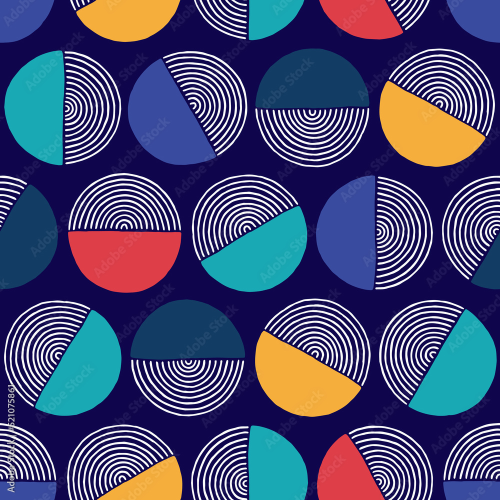 Poster abstract seamless pattern. geometric circle hand drawn background. repeat modern texture. repeated b
