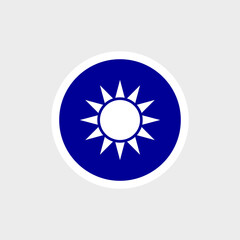 Flag of Taiwan. Taiwan coat of arms depicting the sun. State symbol of the Republic of China. Isolated raster illustration.

