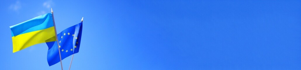 Ukraine and Europe partnership. European Union support banner.