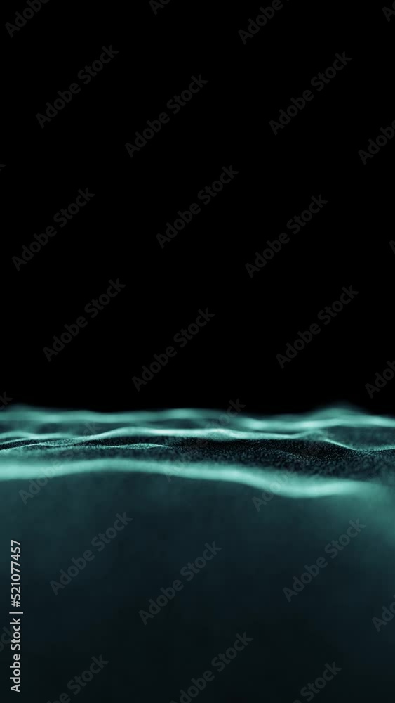 Poster smooth slow motion moving dotted wavy detailed lines on dark black copy space background animation. 