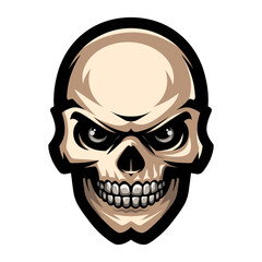 Human skull, monster. Mascot for logo, halloween sticker. T-shirt print.