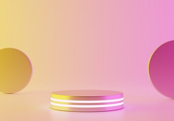 3d holographic geometric circle stage for product placement podium