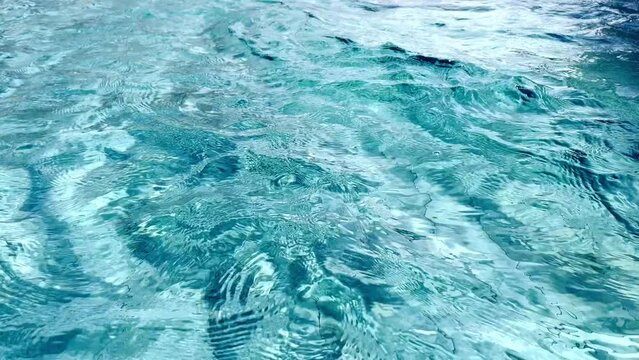 Turquoise colored water surface with waves background.