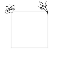 Floral square frame. Vintage botanical hand drawn element for design invitations, cards and labels. Natural ornaments. Vector illustration.