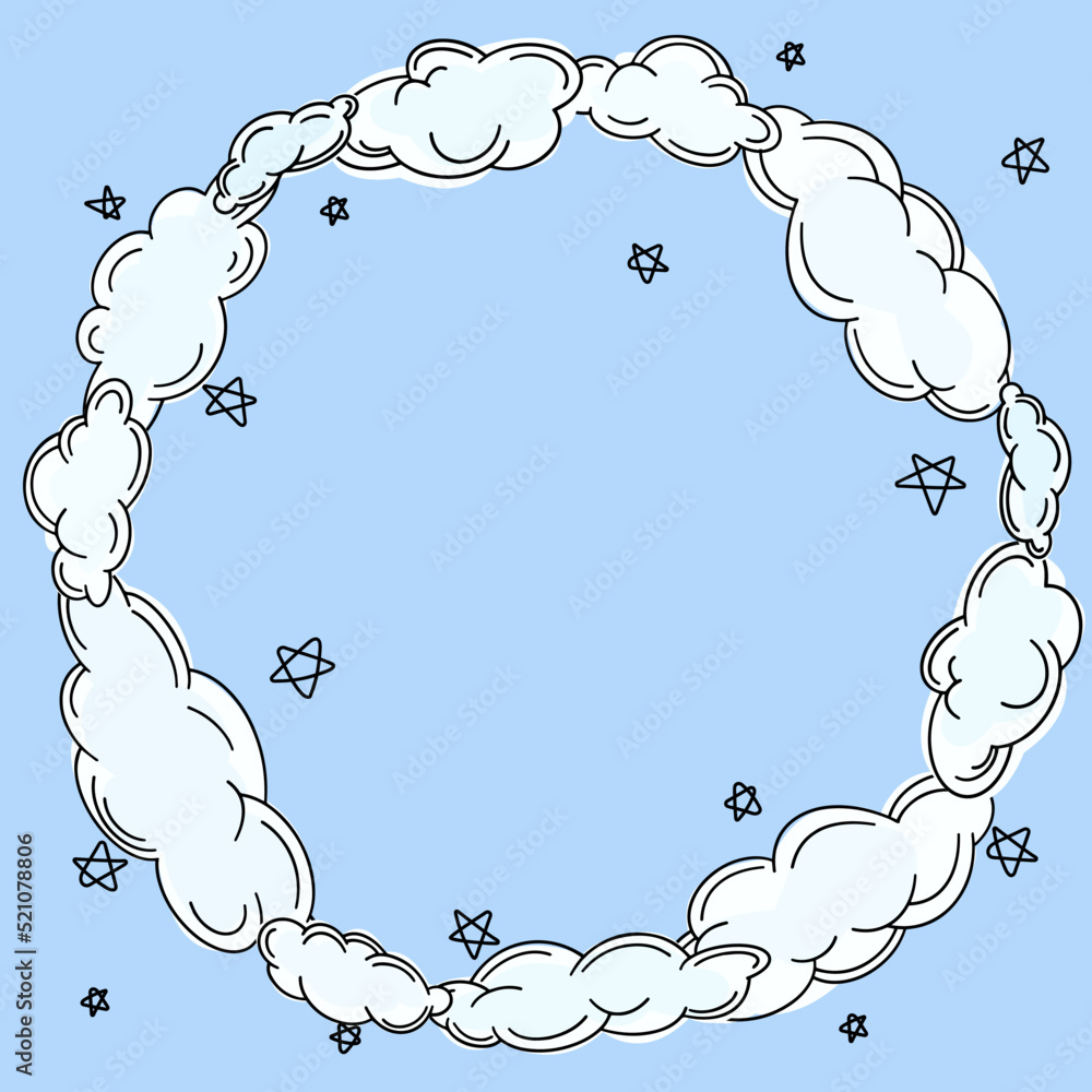 Poster frame of outline clouds in line-art style. simple vector illustration.