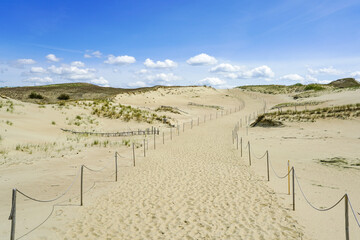 Beautiful landscape of Curonian Spit sand dunes by Baltic Sea Curonian Lagoon, Neringa, Lithuania
