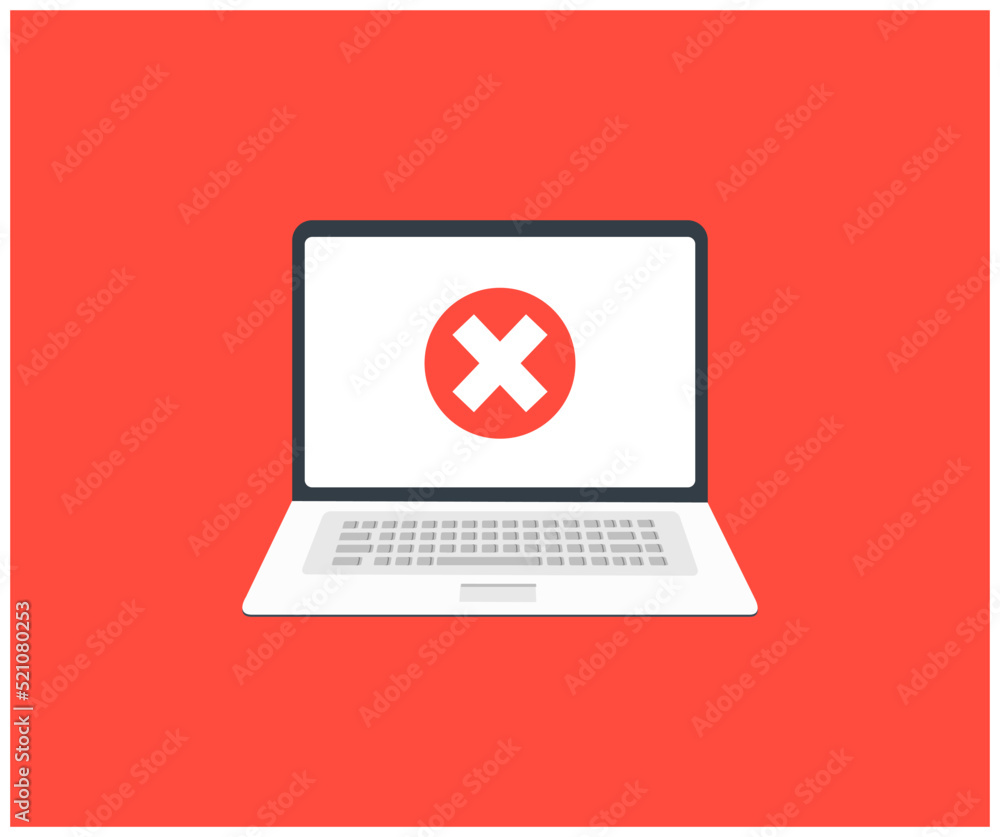 Poster notebook and round red cross mark logo design. error window, exit button, no, cancel, vector design 