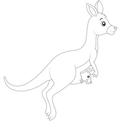 Fototapeta premium funny kangaroo coloring page for page for kids