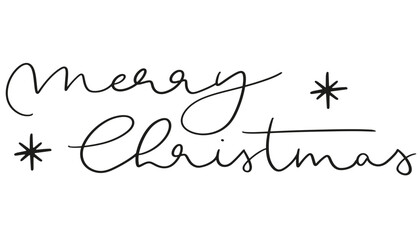 Merry Christmas Round Calligraphy with Stars