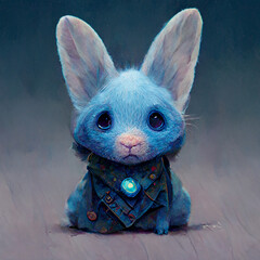 Fototapeta na wymiar blue rabbit character