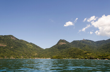 Sea and mountains at the coast of Angra dos Reis town, State of Rio de Janeiro, Brazil. Taken with Nikon D5100 18-55 lens, at 18mm, 1/250 f 8 ISO 100.