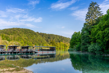 Fototapeta premium Plitvice lakes in Croatia, beautiful summer landscape with turquoise water