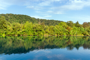 Fototapeta na wymiar Plitvice lakes in Croatia, beautiful summer landscape with turquoise water
