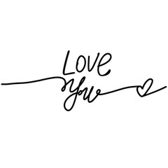 Continuous one line drawing of love typography lettering script font typographic lineart design. Minimalism concept of romantic card, banner, and poster sign and symbol. Vector illustration