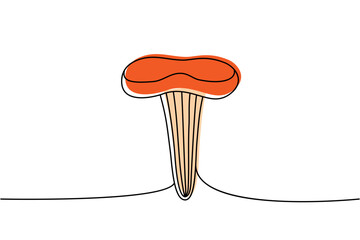 Mushroom one line colored continuous drawing. Mushroom continuous one line colorful illustration. Vector minimalist linear illustration