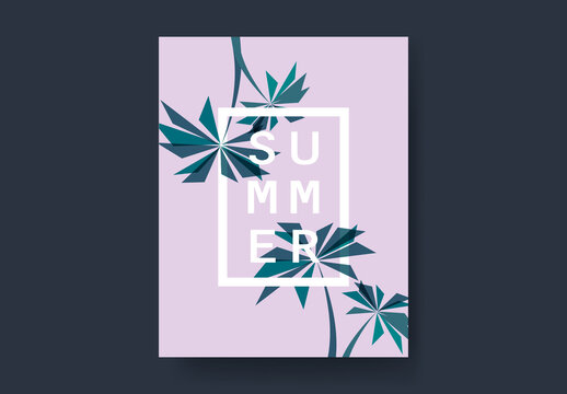 Summer Poster with Palm Trees and Frame