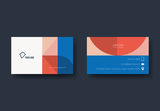 Red Orange Blue Geometric Business Card