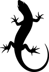Black silhouette of a lizard isolated on a white background. Vector illustration