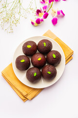Indian Sweet Food Sweet Black Gulab Jamun Also Known as Kala Jamun, Black Jamun or Dry Kala Jam