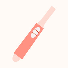 Flat vector illustration of a pregnancy test with a positive result in the form of two lines. Isolated on white background.