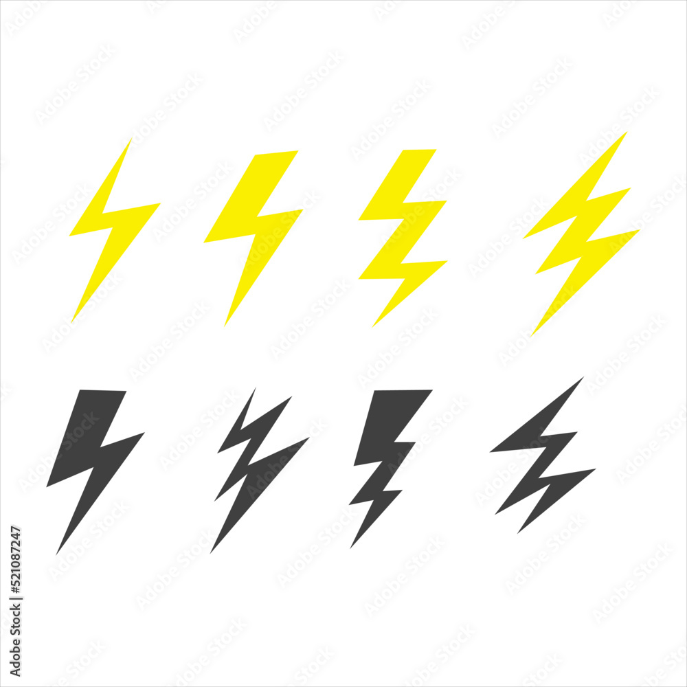 Poster lightning icon set. storm icon set