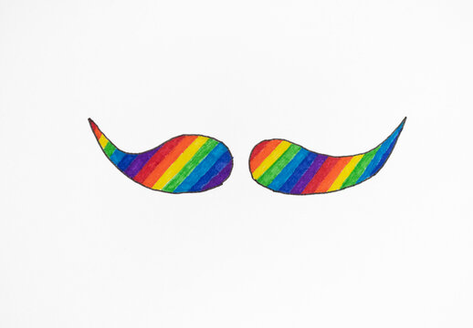 Photo of a drawing of a colorful mustache