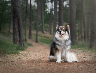 Portrait of a young Finnish Lapphund dog