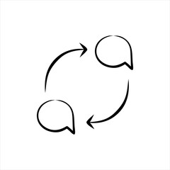 Bubble speech with arrow, feedback line icon. Testimonials and customer relationship management concept. Simple outline style. Vector illustration isolated on white background.