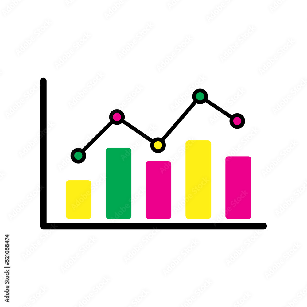 Aufkleber colour graph icon in trendy flat style isolated on white background. chart bar symbol for your web s